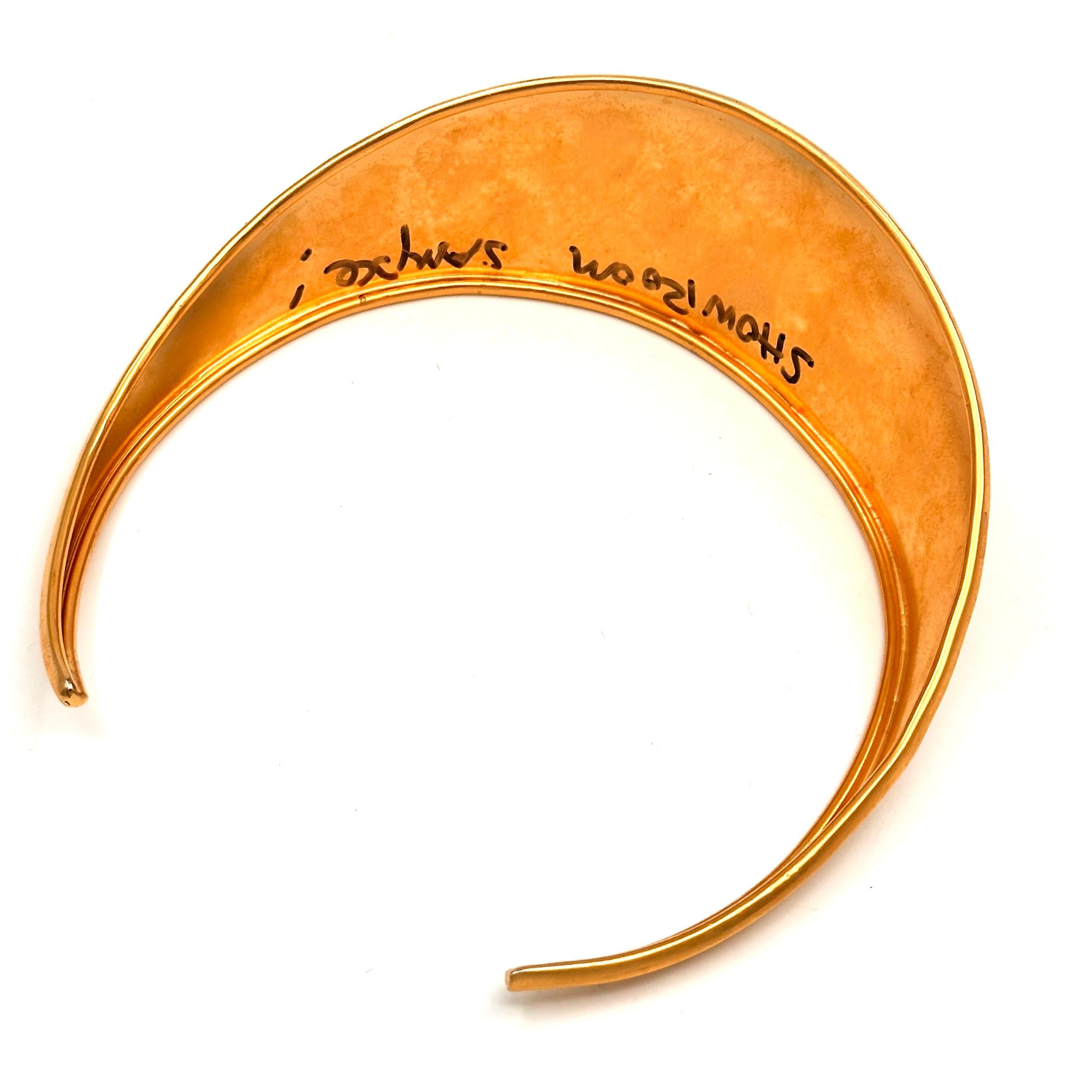Modern Robert Lee Morris Gold Plated Brass Concave Collar for Donna Karan, 1991 For Sale