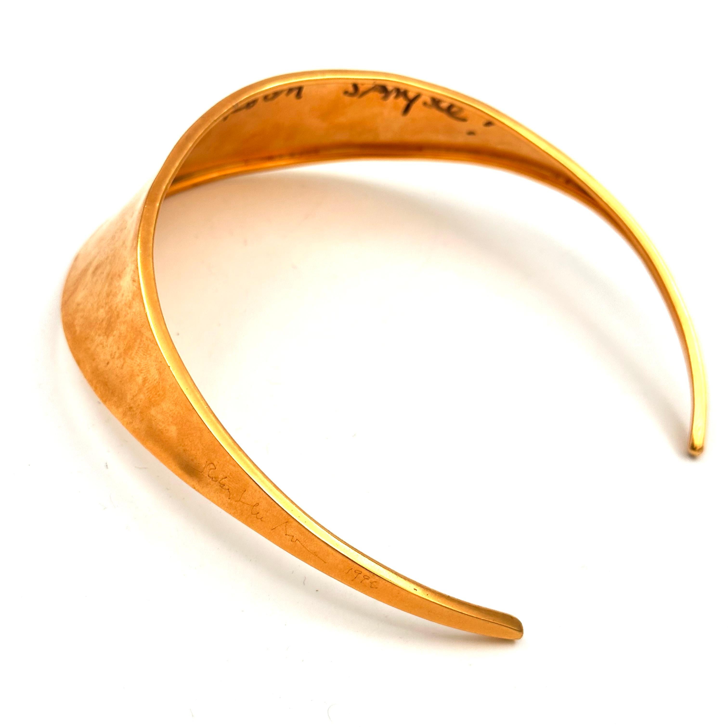 Robert Lee Morris Gold Plated Brass Concave Collar for Donna Karan, 1991 In Good Condition For Sale In New York, NY