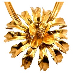 Vintage Robert Lee Morris Gold Plated Brass Exploding Flower Necklace