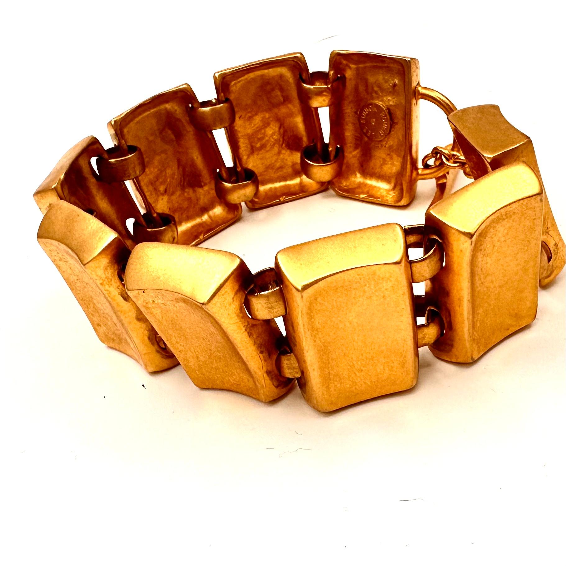 Robert Lee Morris Gold Plated Keypad Link Bracelet 2001 In Good Condition For Sale In New York, NY