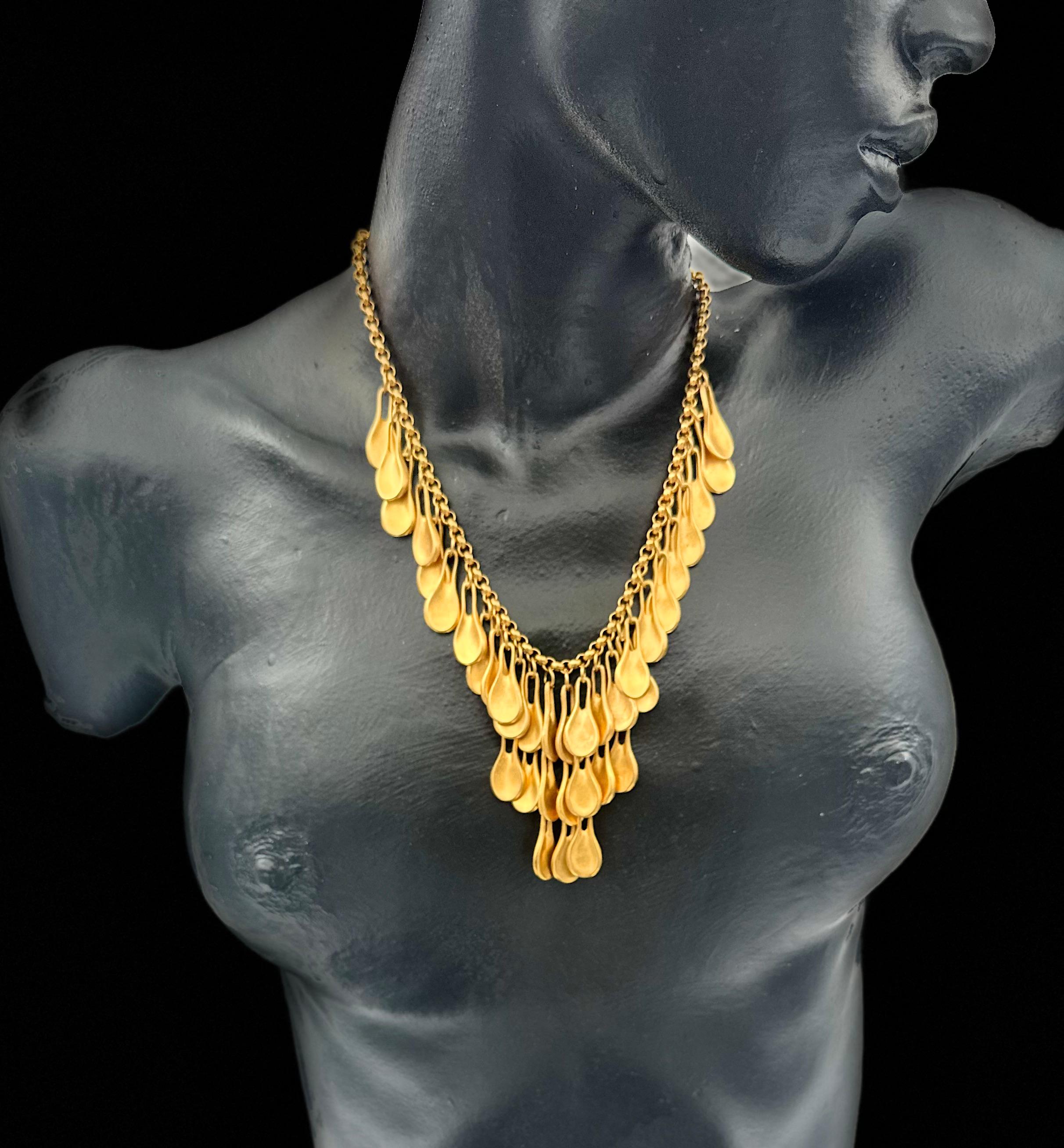 Robert Lee Morris Gold Plated Raindrop Bib Necklace 1989 In Good Condition For Sale In New York, NY