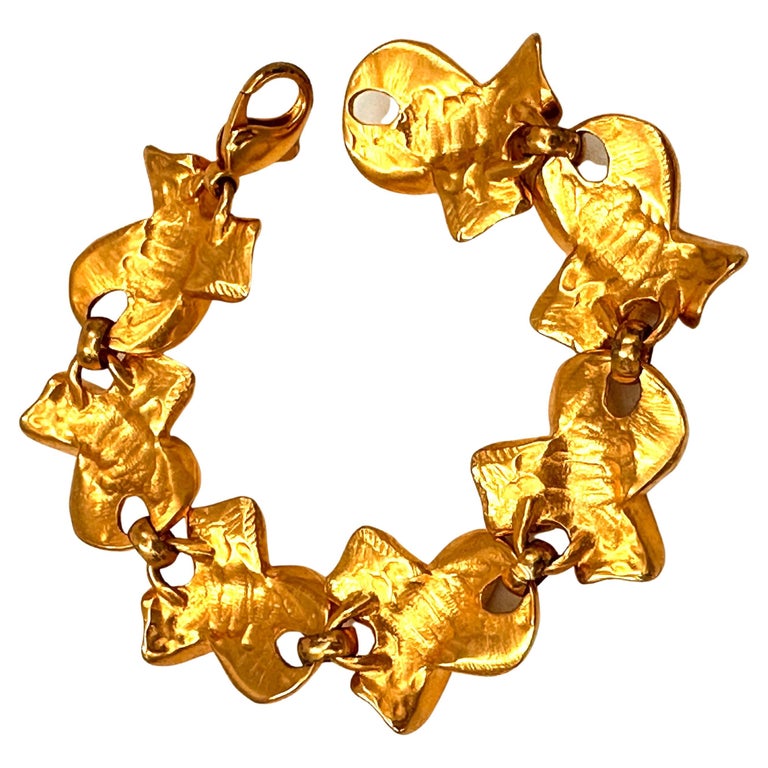 Robert Lee Morris Gold Plated Ribbon Link Bracelet 1992 For Sale at 1stDibs