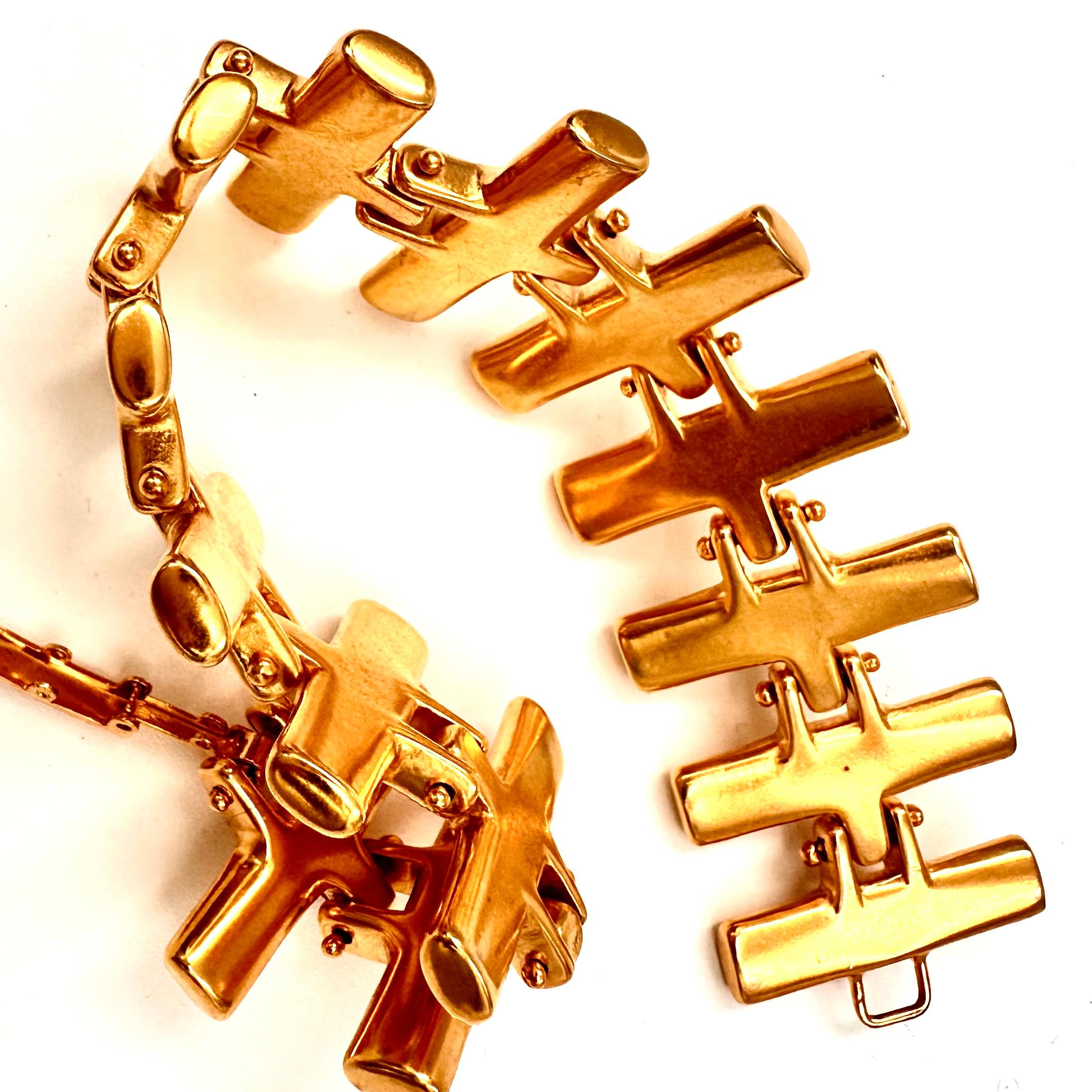 Modern Robert Lee Morris Gold Squadron Link Bracelet 1991 For Sale