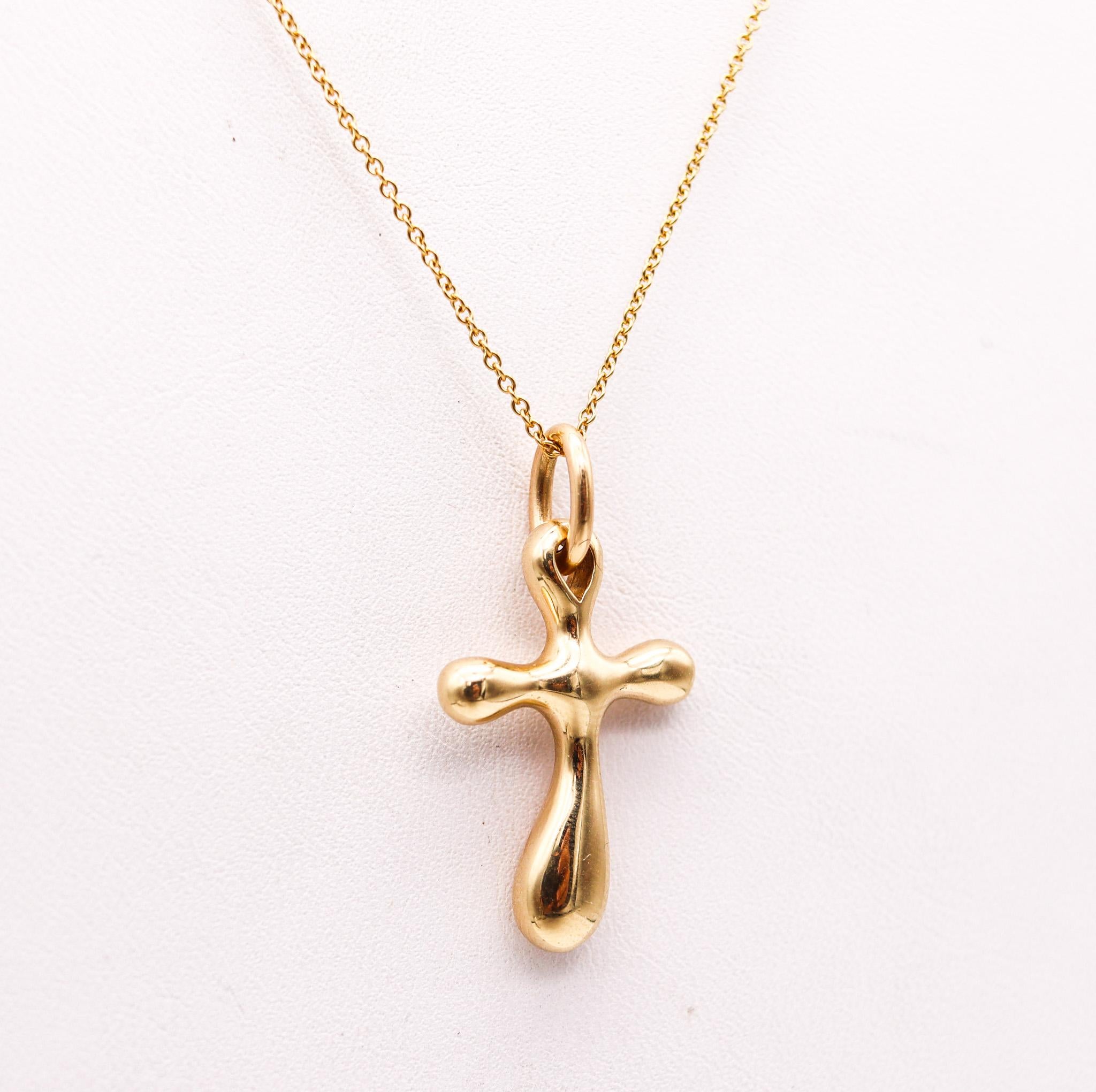 Robert Lee Morris Italy Modernist Free Form Wavy Cross In 14Kt Yellow Gold In Excellent Condition In Miami, FL