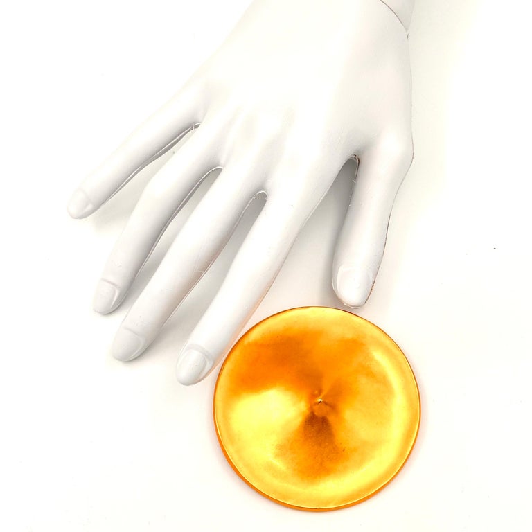 Robert Lee Morris Large Gilded Gong Brooch For Sale at 1stDibs