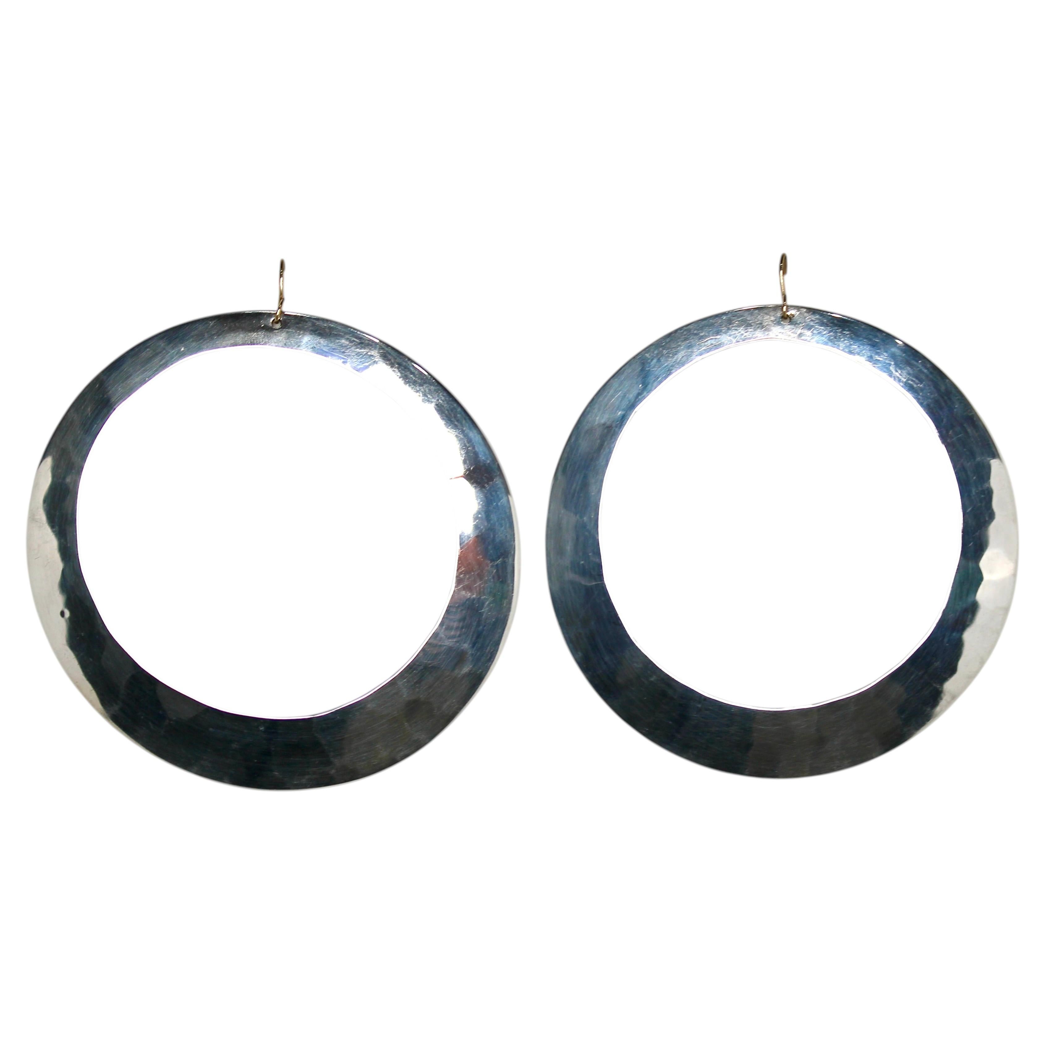 Robert Lee Morris Large Sterling Silver Hammered Vintage Hoop Earrings