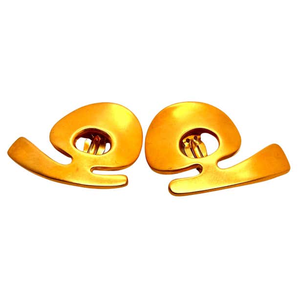 Robert Lee Morris Matte Gold Plated Abstract Symbols Button Earrings ...