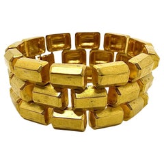 Vintage Robert Lee Morris Matte Gold Plated Brass Beveled 1x2 Brick bracelet