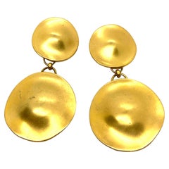 Robert Lee Morris Matte Gold Plated Brass Double Disc Dangle Earrings