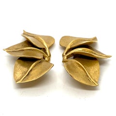 Robert Lee Morris Matte Gold Triple Leaf Cluster Clip Earring