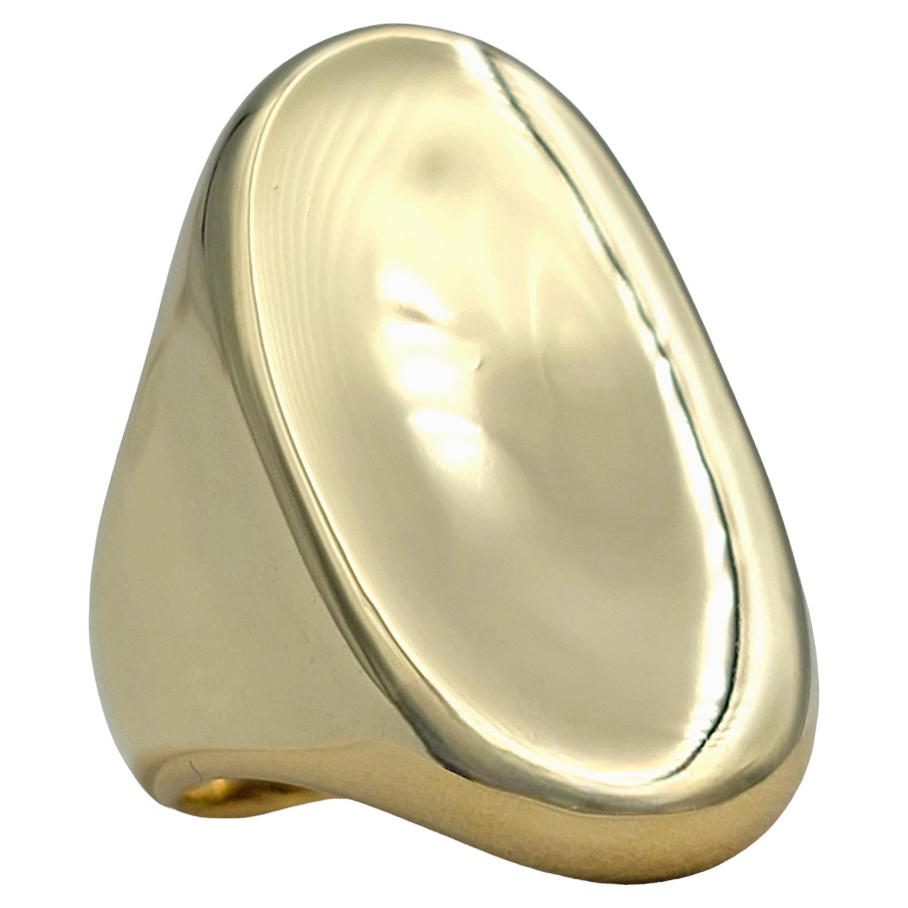 Contemporary Robert Lee Morris RLM Studio Concave Oval Cocktail Ring in 14 Karat Yellow Gold For Sale