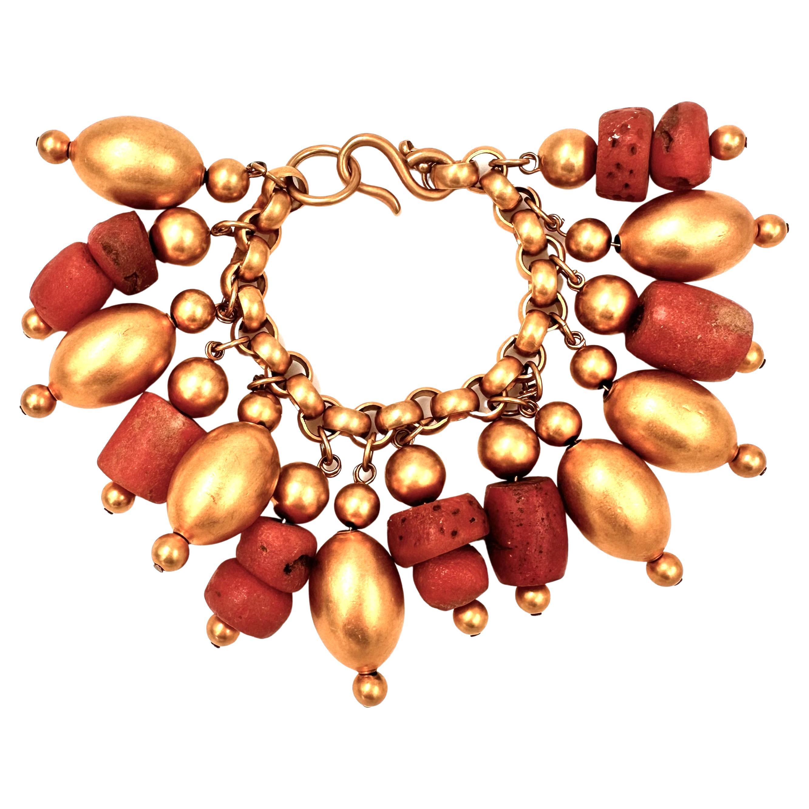 Robert Lee Morris Runway Collection Large Gold Charm Bracelet for Donna Karan For Sale