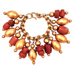 Retro Robert Lee Morris Runway Collection Large Gold Charm Bracelet for Donna Karan