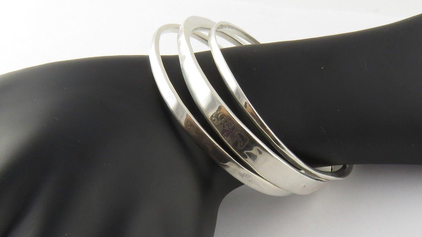 Robert Lee Morris Set of 3 Sterling Silver Hammered Bangle Bracelets 4