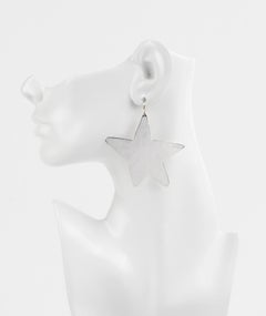 ROBERT LEE MORRIS Sterling Silver Andy Warhol Quote Stamped Star Large Earrings