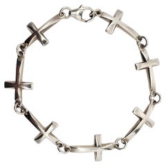 Robert Lee Morris Sterling Sterling Silver Cross Link Bracelet #23569