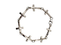 Robert Lee Morris Sterling Silver Cross Link Bracelet #23574