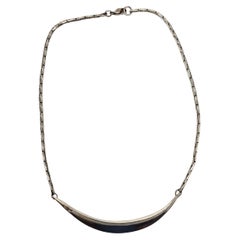 Robert Lee Morris Sterling Silver Curved Collar Pendant Necklace #23659