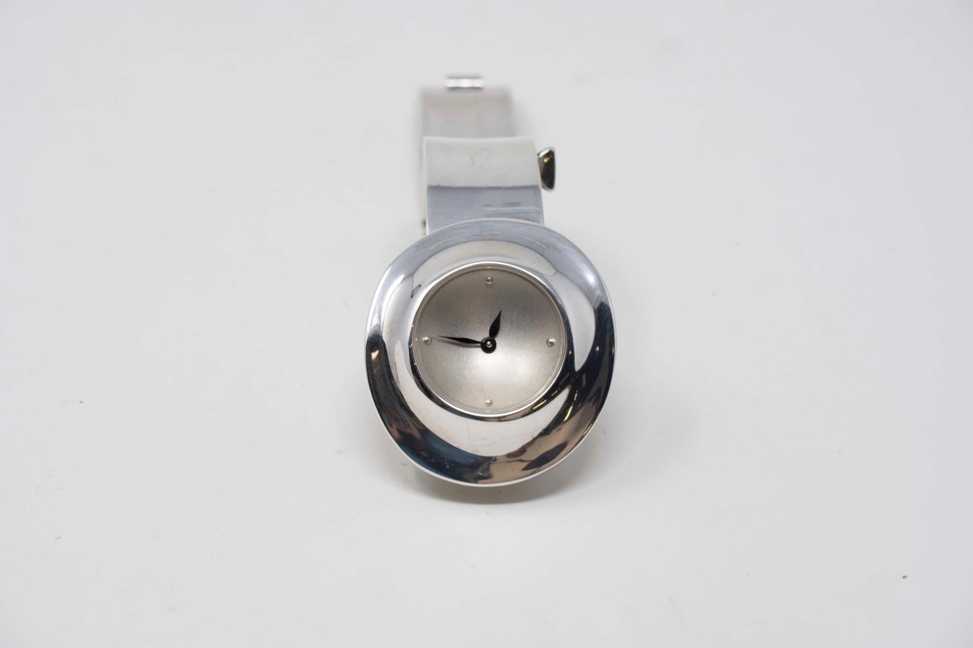 Robert Lee Morris Sterling Silver Moon Crater Watch For Sale 2