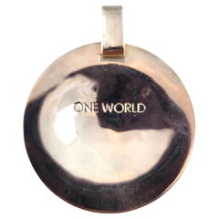 Robert Lee Morris Sterling Silver One World Concave Circle Pendant # 17538