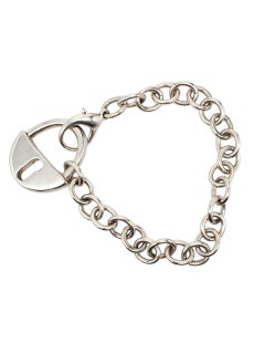 Robert Lee Morris Sterling Silver Padlock Charm Link Bracelet #23657