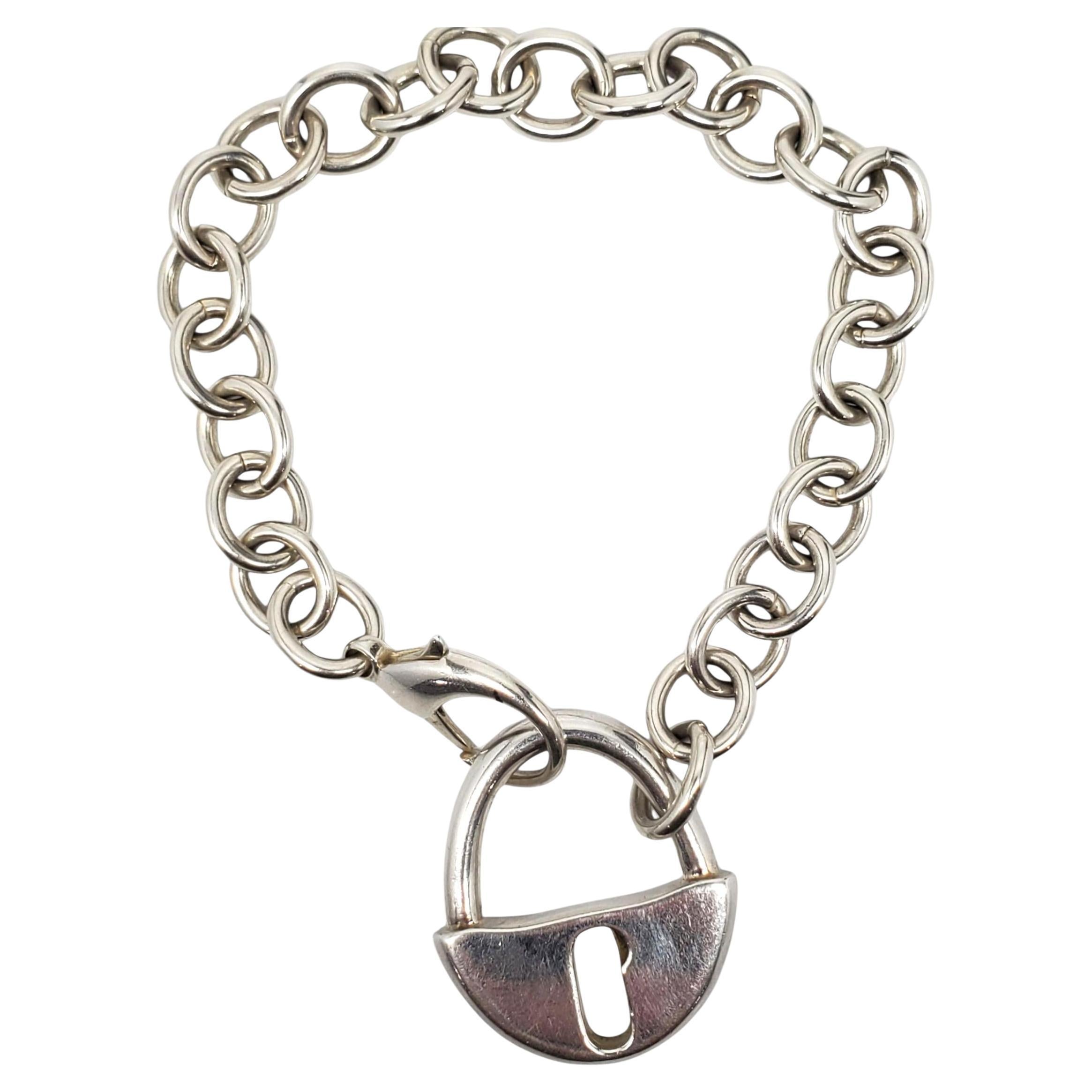 Robert Lee Morris Sterling Silver Padlock Charm Link Bracelet #23657