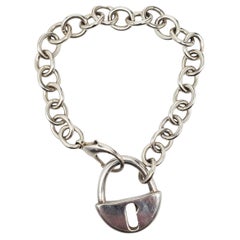 Robert Lee Morris Sterling Silver Padlock Charm Link Bracelet #23657