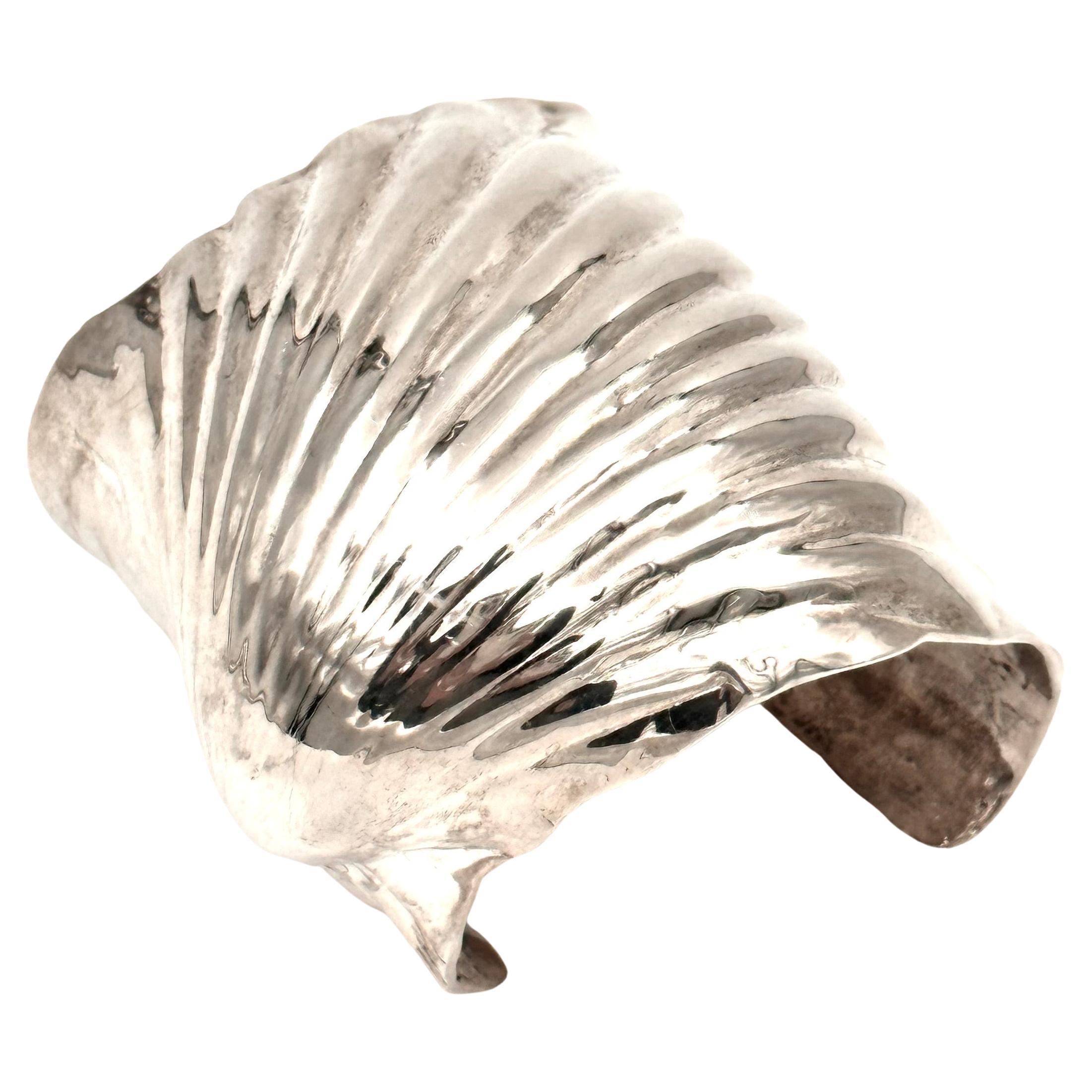 Robert Lee Morris Sterling Silver Shell Cuff For Sale