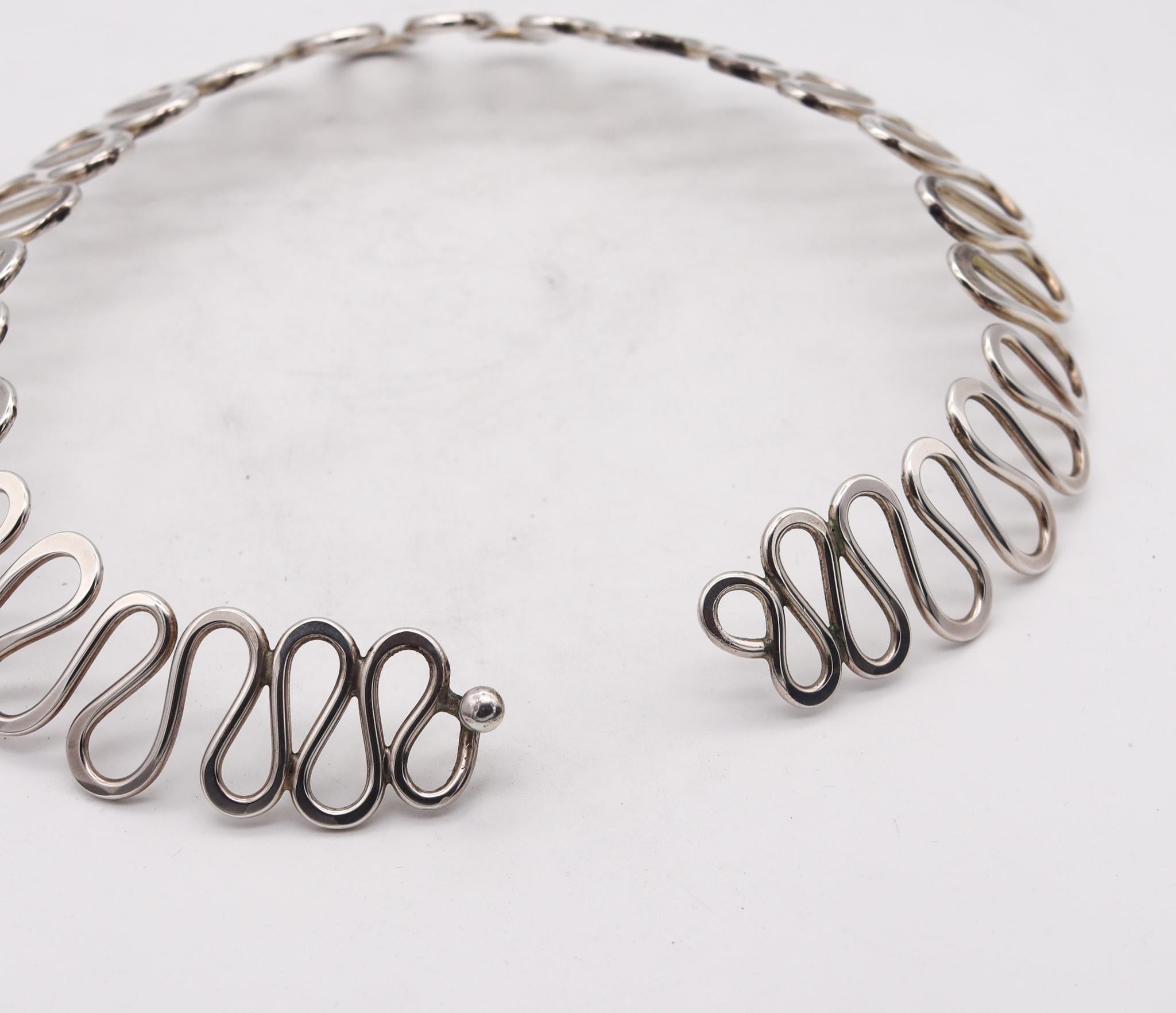 Robert Lee Morris Studio 1970 Sculptural Choker Necklace In , 925 Sterling Silver In Excellent Condition In Miami, FL