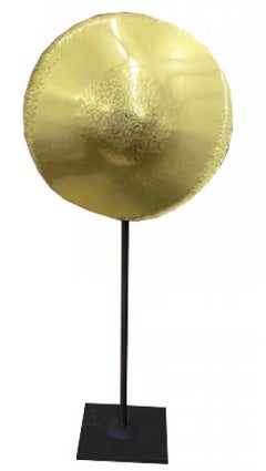 Robert Lee Morris Tall Round Sail Sculpture, Brass & Black Base, 2018