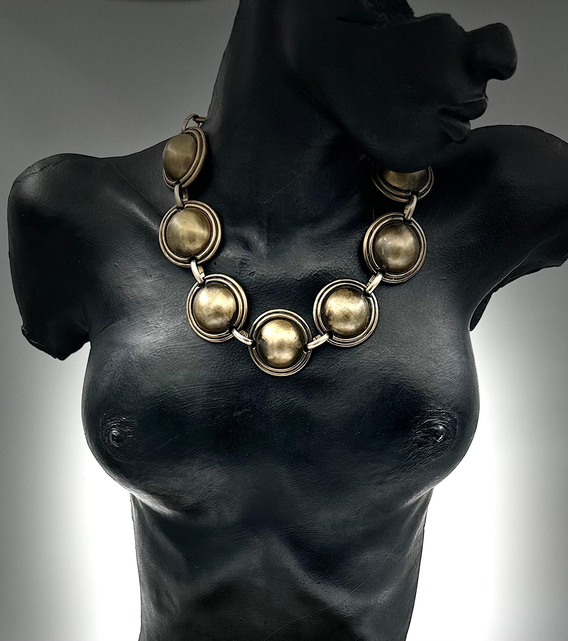Modern Robert Lee Morris Wabi Sabi Collection Brass Domes Chocker Necklace For Sale