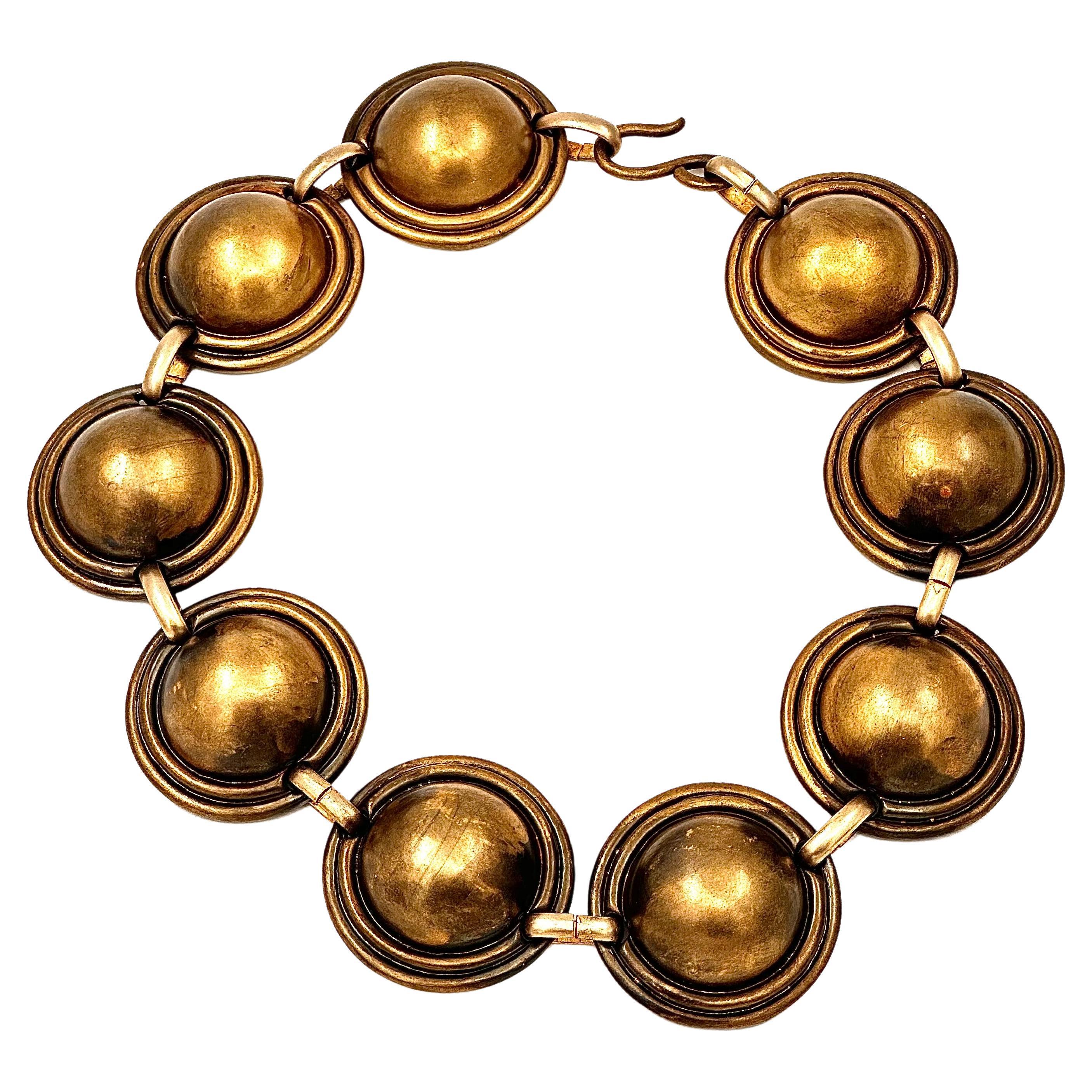 Robert Lee Morris Wabi Sabi Collection Brass Domes Chocker Necklace For Sale