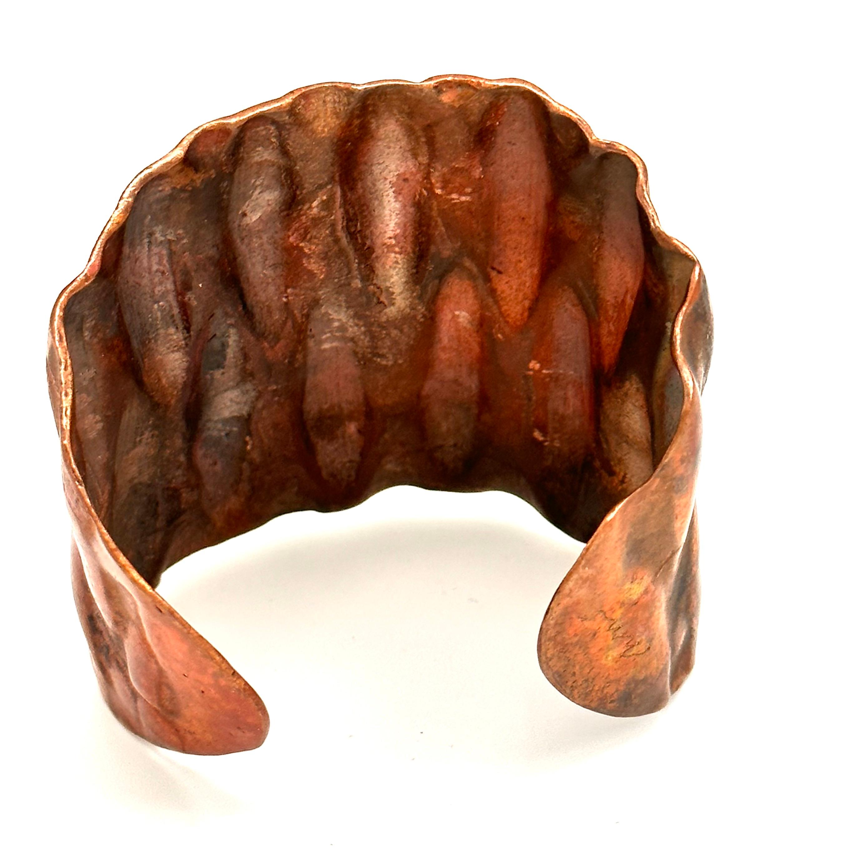 Robert Lee Morris Wabi Sabi Copper Basket Weave Cuff 1981 In Excellent Condition For Sale In New York, NY