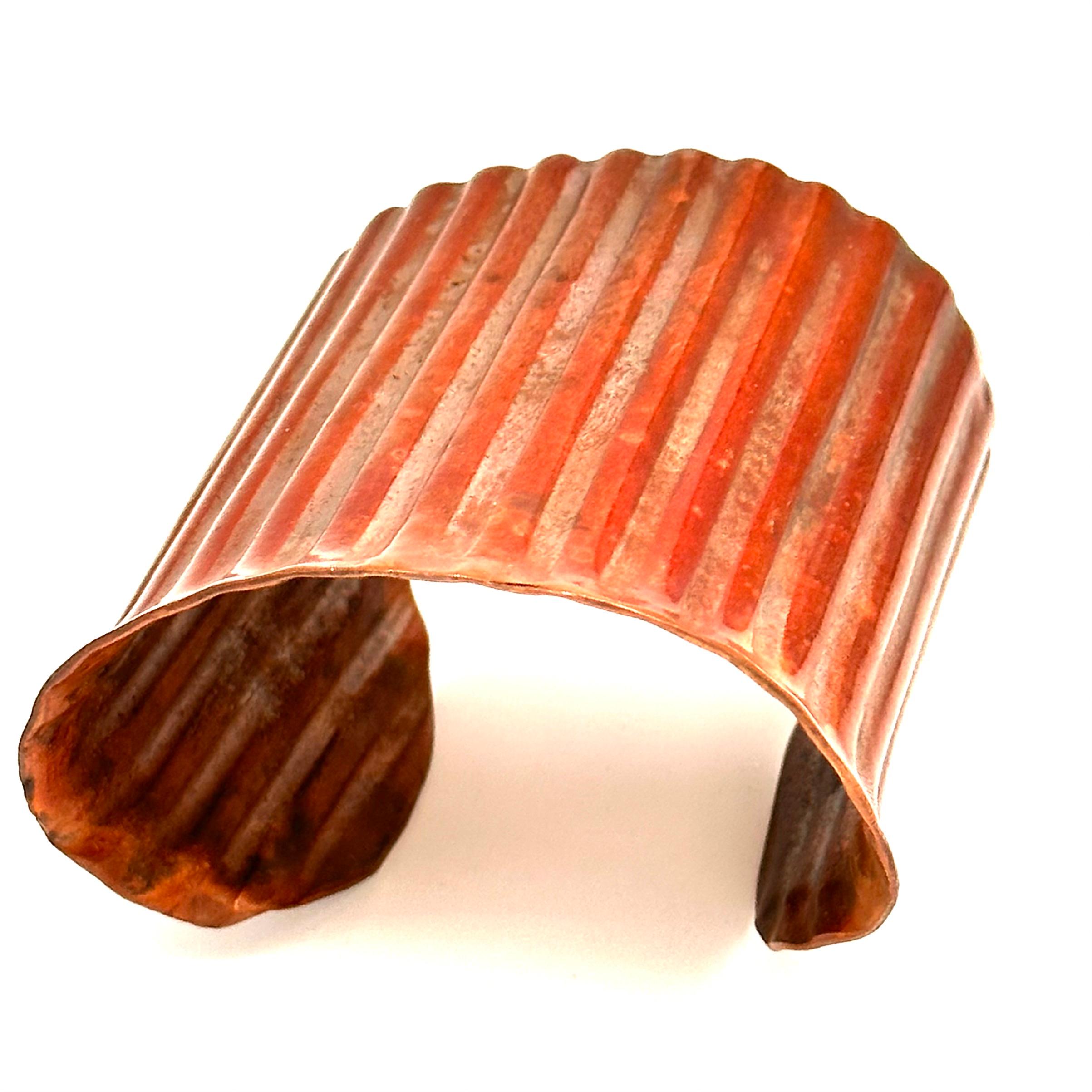 Modern Robert Lee Morris Wabi Sabi Copper Column Cuff 1981 For Sale