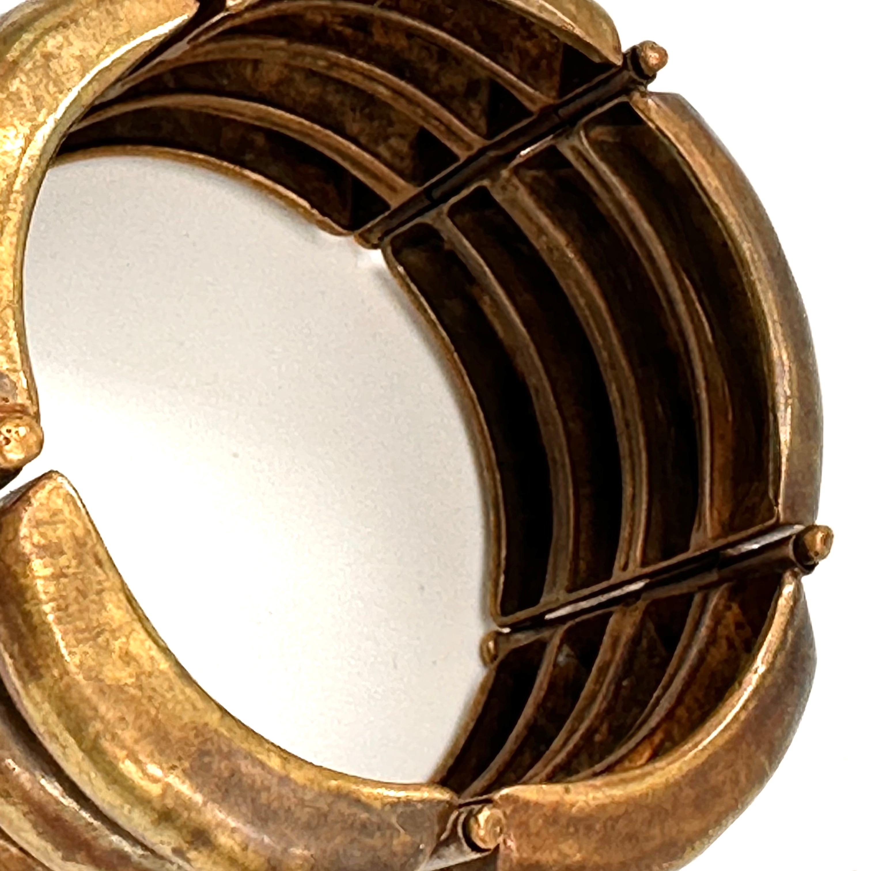 Modern Robert Lee Morris Wabi Sabi Tire Track Brass Hinged Bracelet For Sale