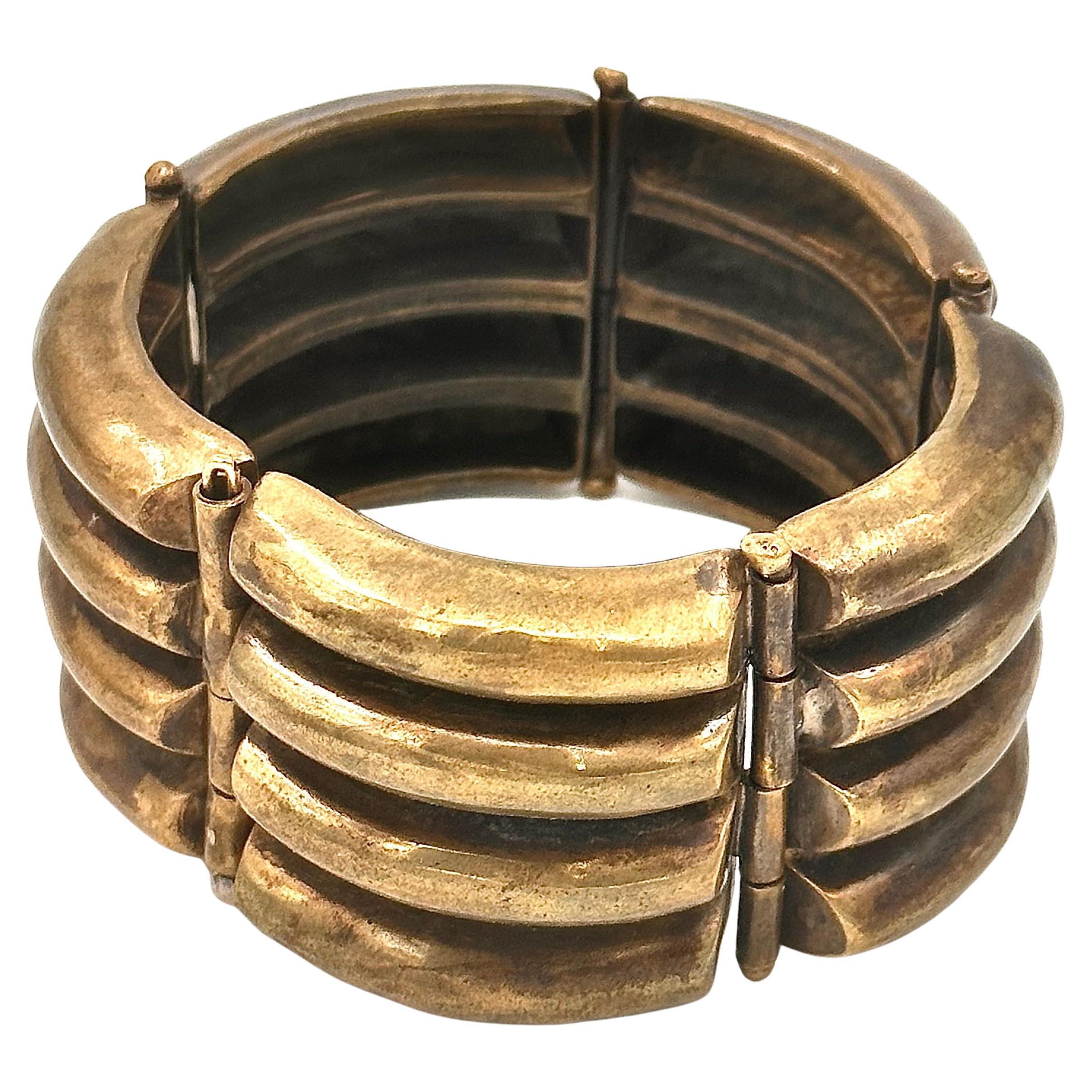 Robert Lee Morris Wabi Sabi Tire Track Brass Hinged Bracelet For Sale