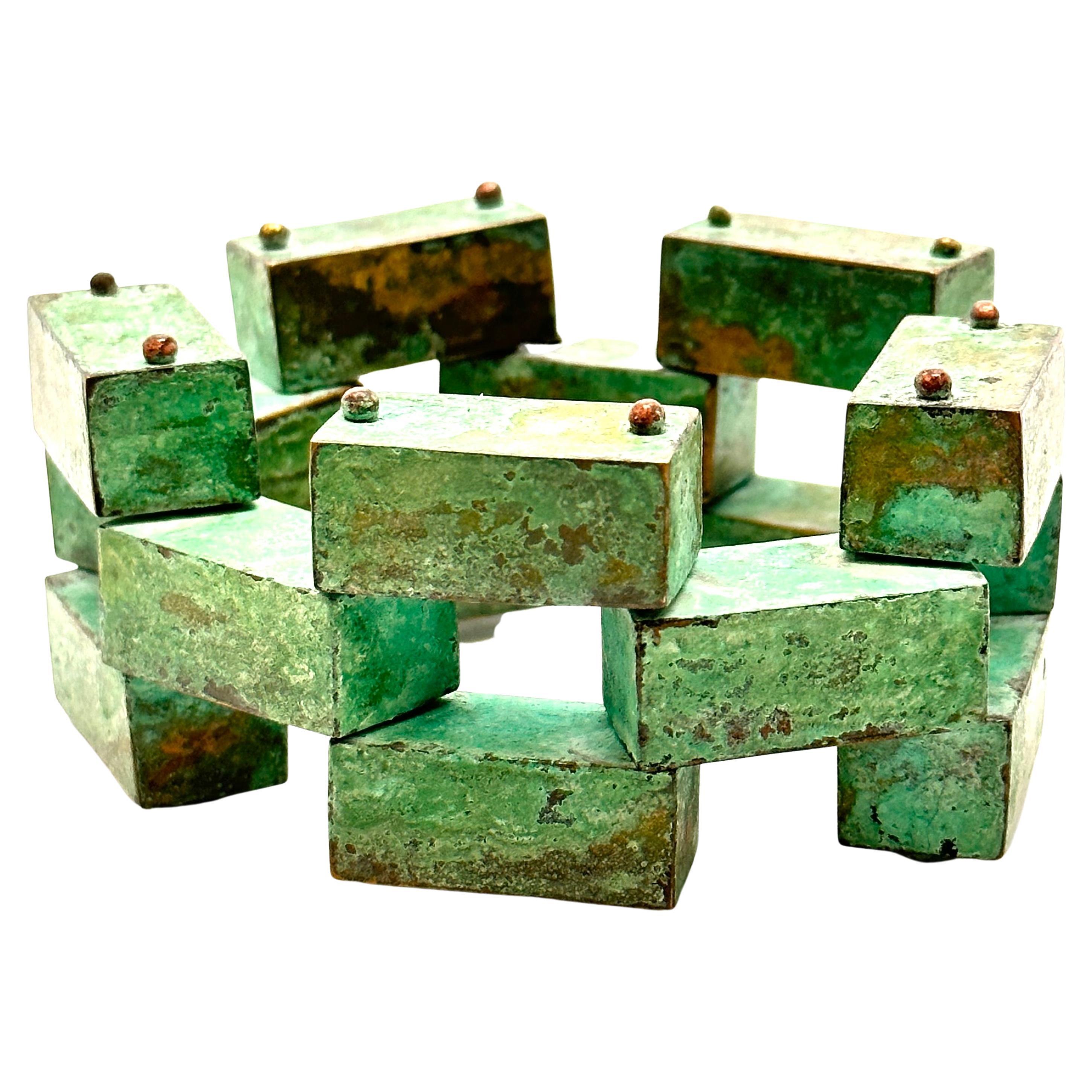 Robert Lee Morris Wabi Sabi Verdigris 2x1 Block Bracelet 1983