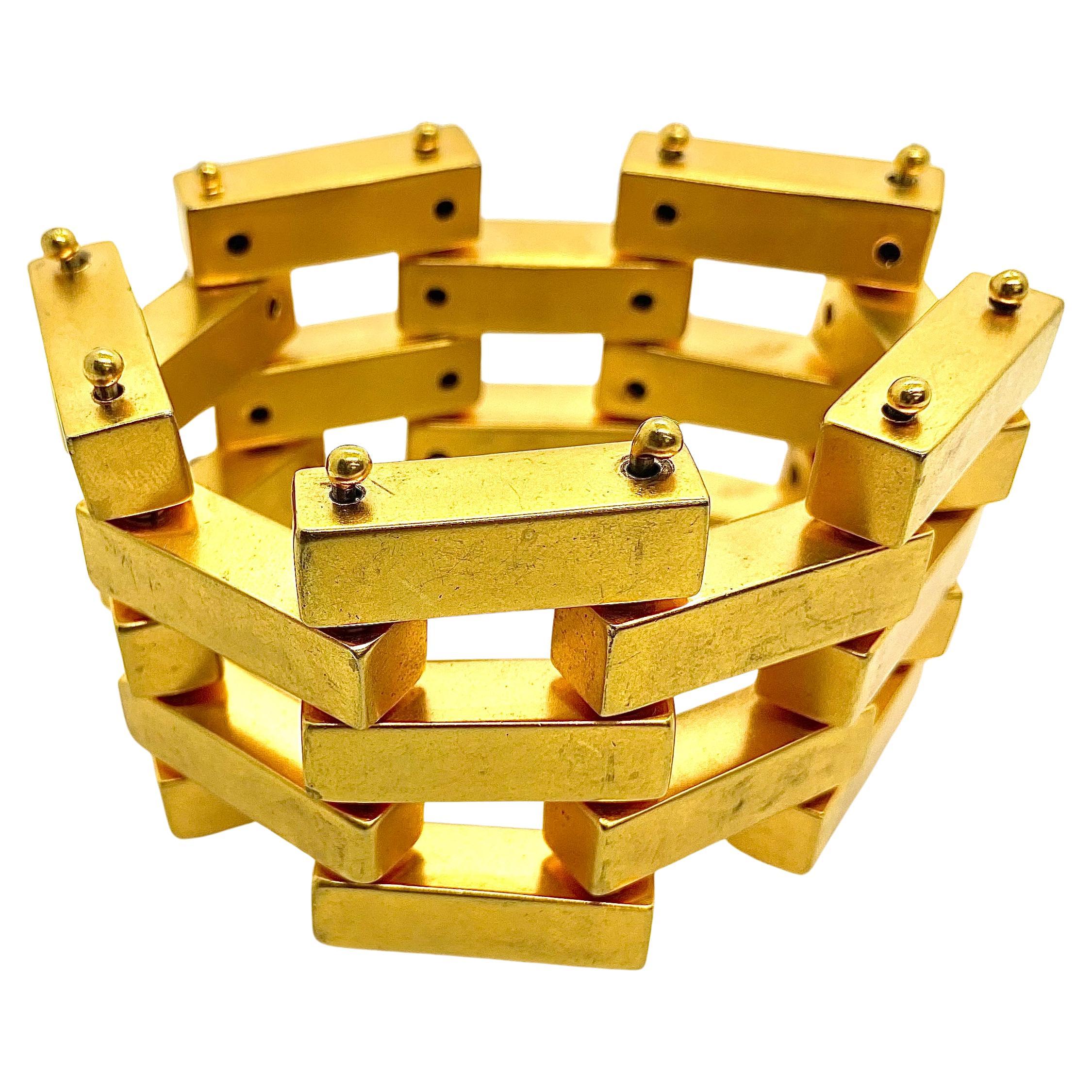 Robert Lee Morris Wide Matte Gold 2x3 Bar Link Bracelet