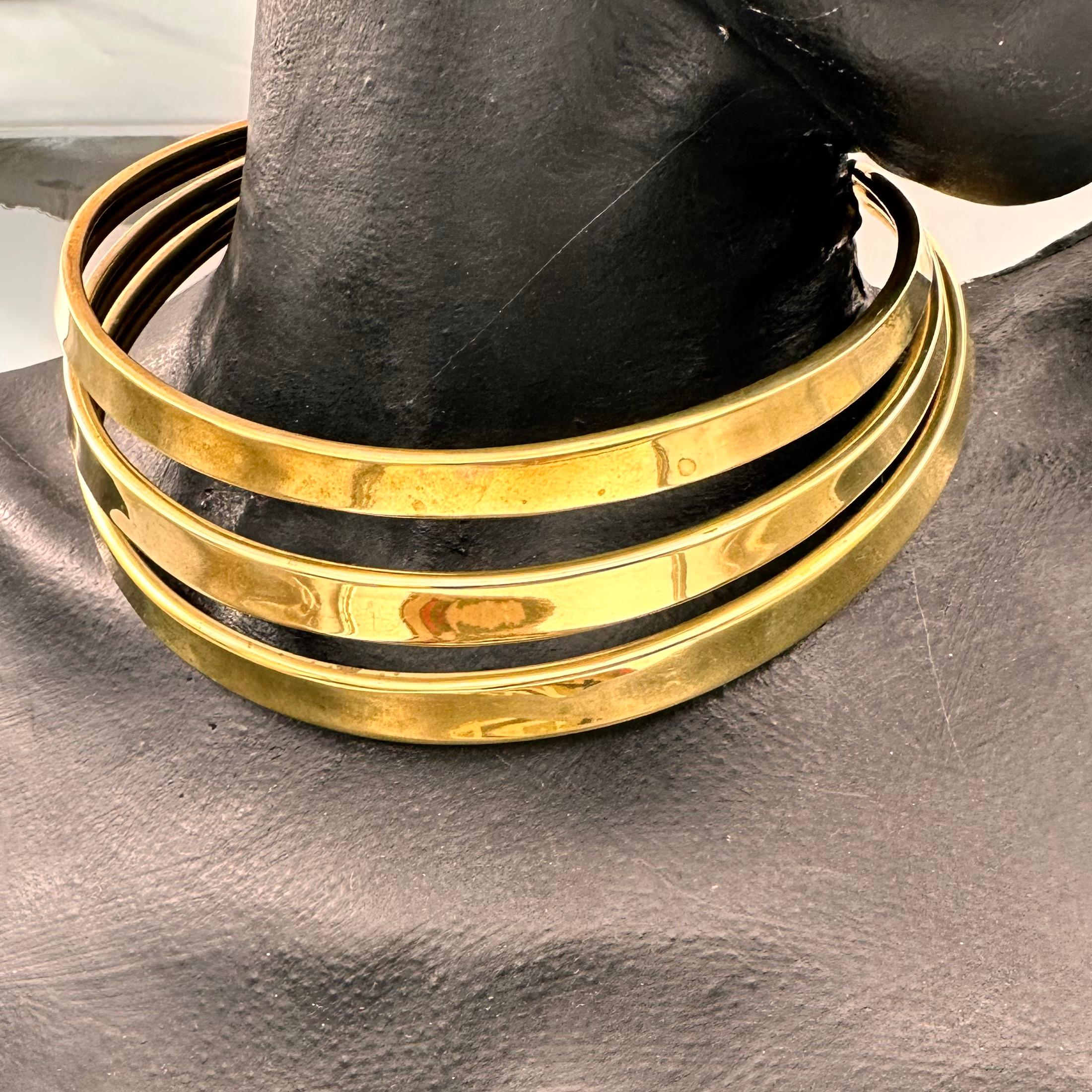Robert Lee Morris Wide Triple Band Brass Collar In Good Condition For Sale In New York, NY