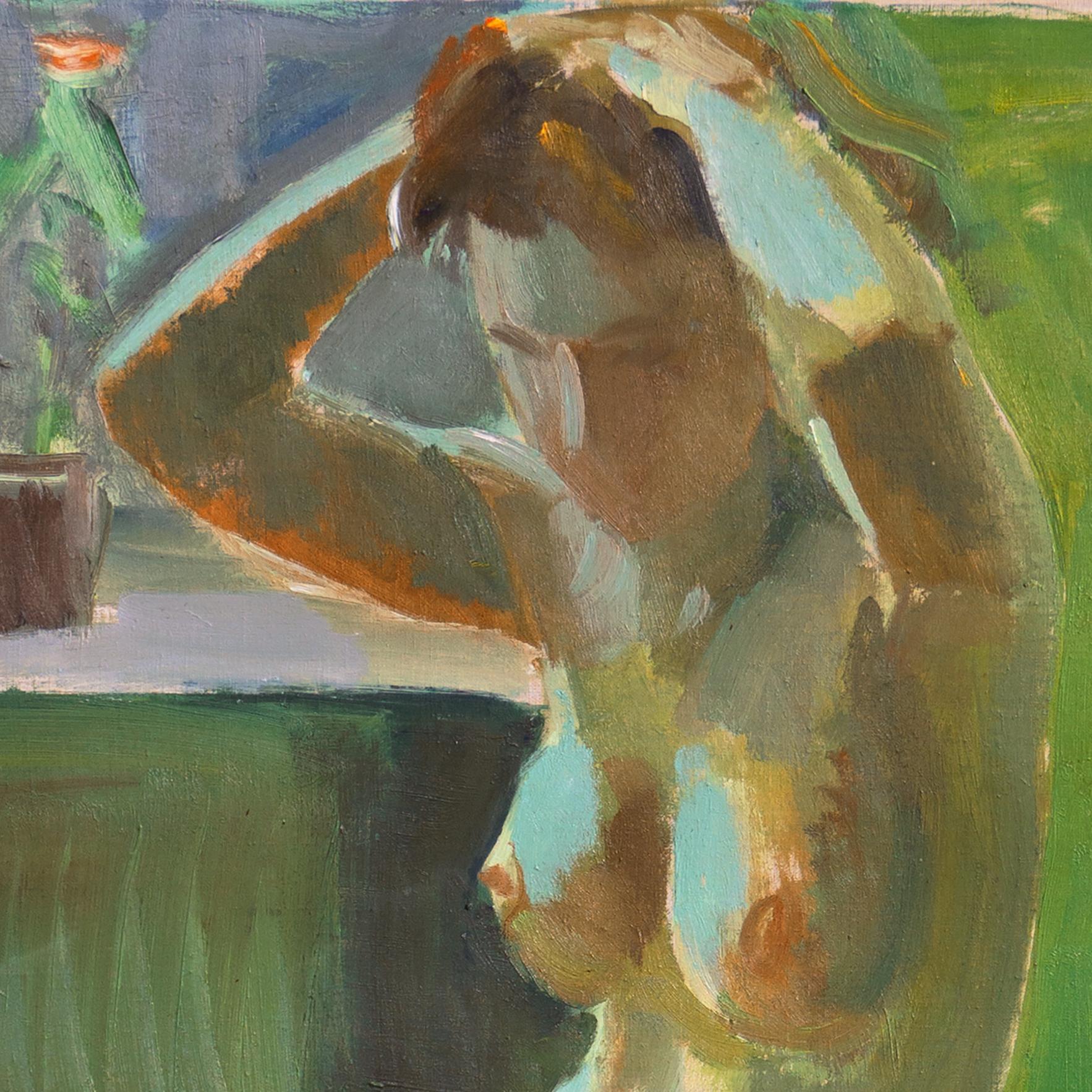 'Seated Nude',  Paris, Salon d'Automne, Royal Danish Academy, Expressionist Oil - Post-Impressionist Painting by Robert Leepin