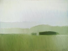Retro Misty Field, Painting, Oil on Canvas