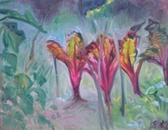 Vintage Rhubarb Chard, Painting, Oil on Canvas