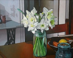 White Daffodils, Painting, Oil on Canvas