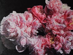 Korallenpfingstrosen Juni-originale Realismus floralen Stillleben Malerei-zeitgenössische Kunst