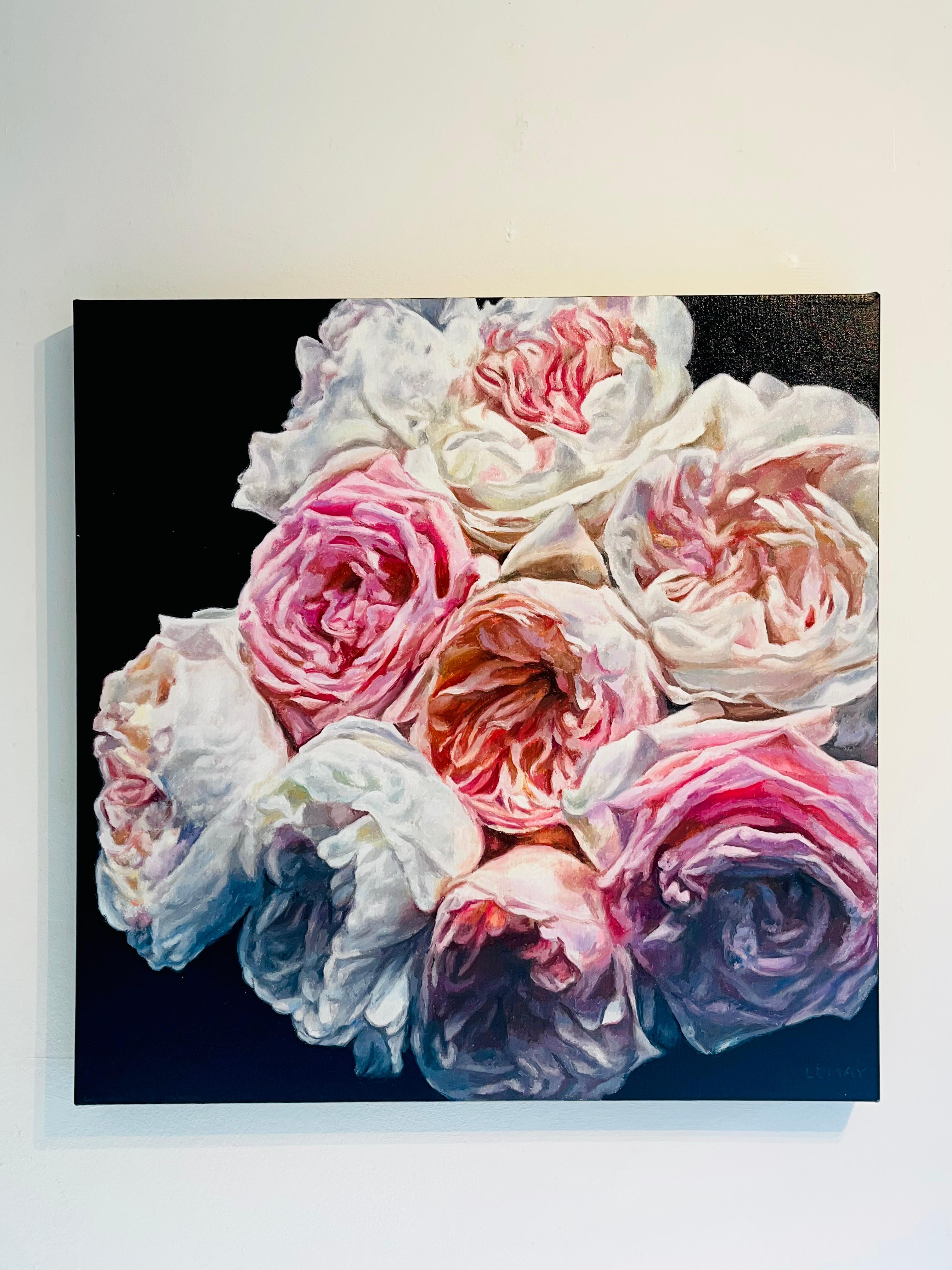 David Austin Roses-original réalisme nature morte peinture à l'huile-art contemporain - Réalisme Painting par Robert Lemay