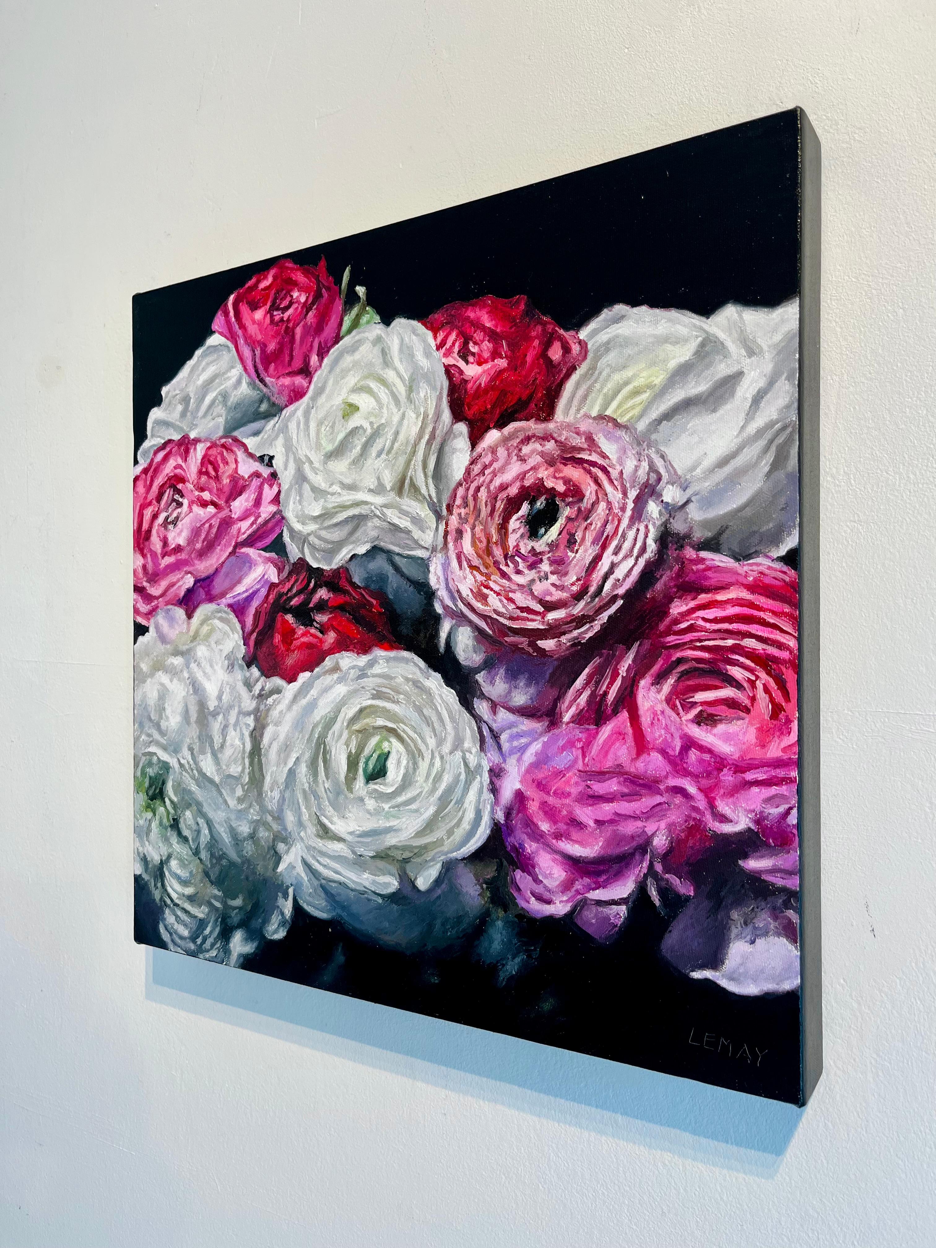 Studio di ranuncoli 2 - pittura ad olio originale di fiori in stile realismo moderno - arte contemporanea - Painting di Robert Lemay