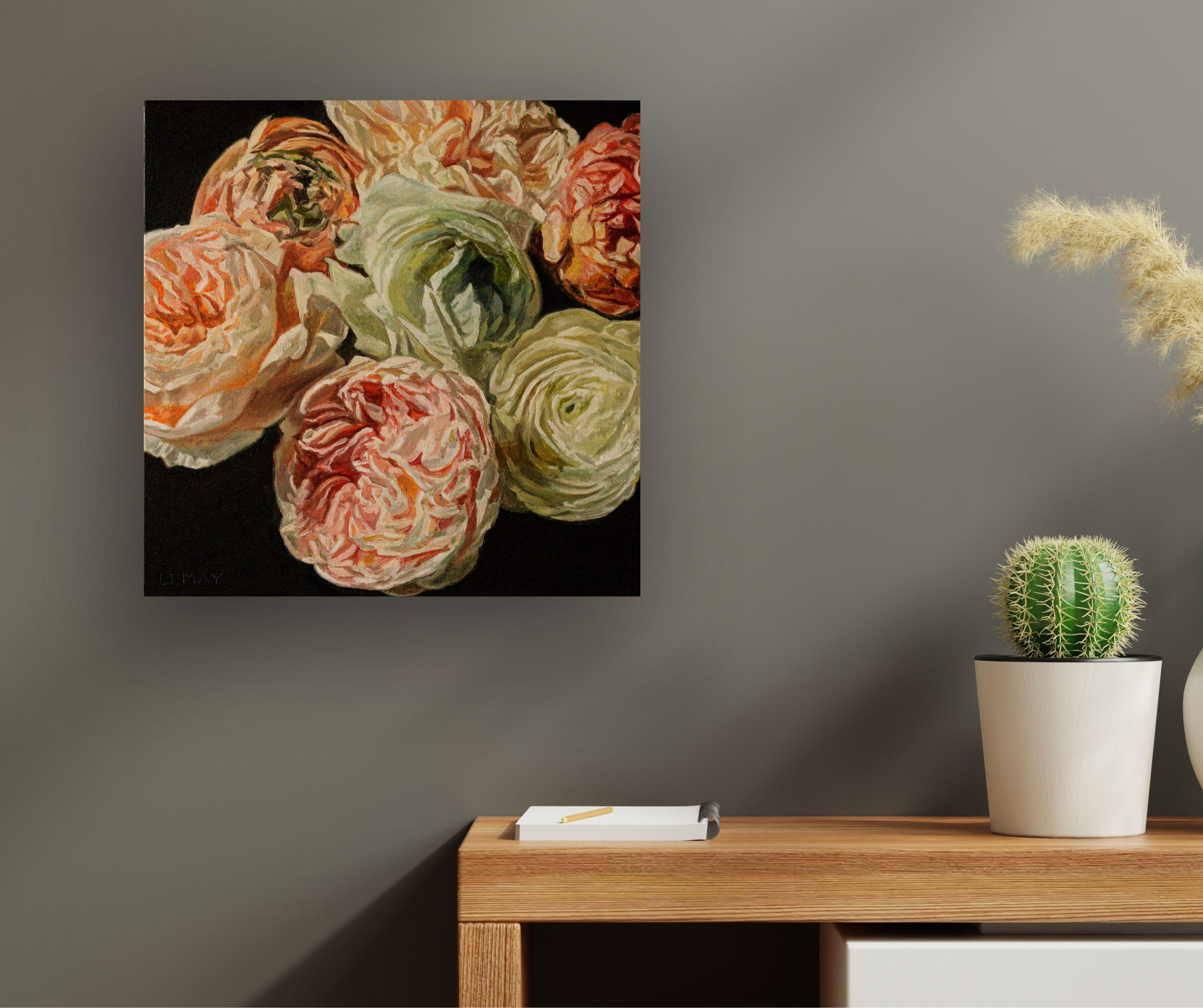 Summer Blooming - peinture à l'huile de fleurs originale, moderne et réaliste - Contemporary Art - Painting de Robert Lemay