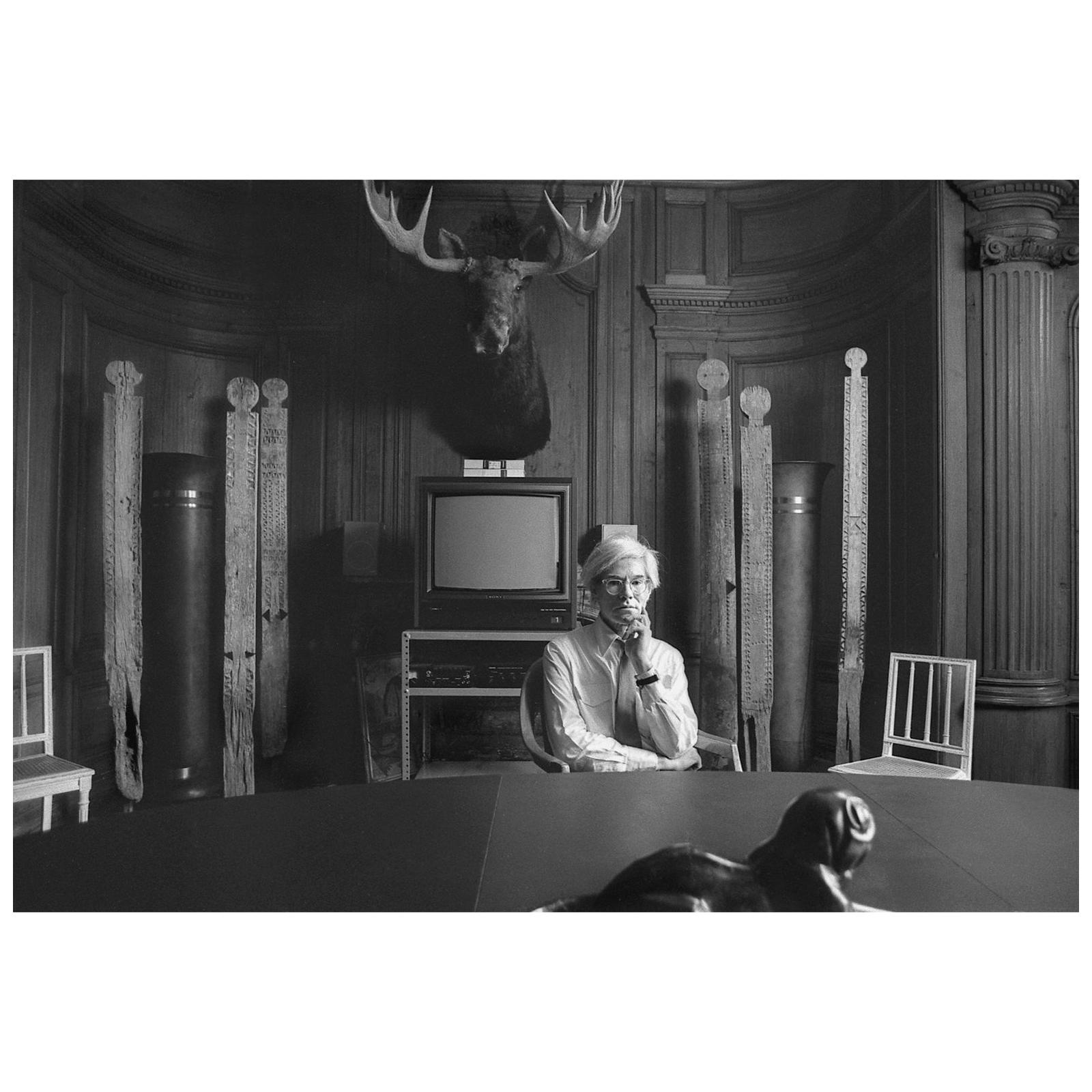 Robert Levin, "Andy Warhol with Moose, Totems, in Factory 1981" Print, USA, 2015 For Sale