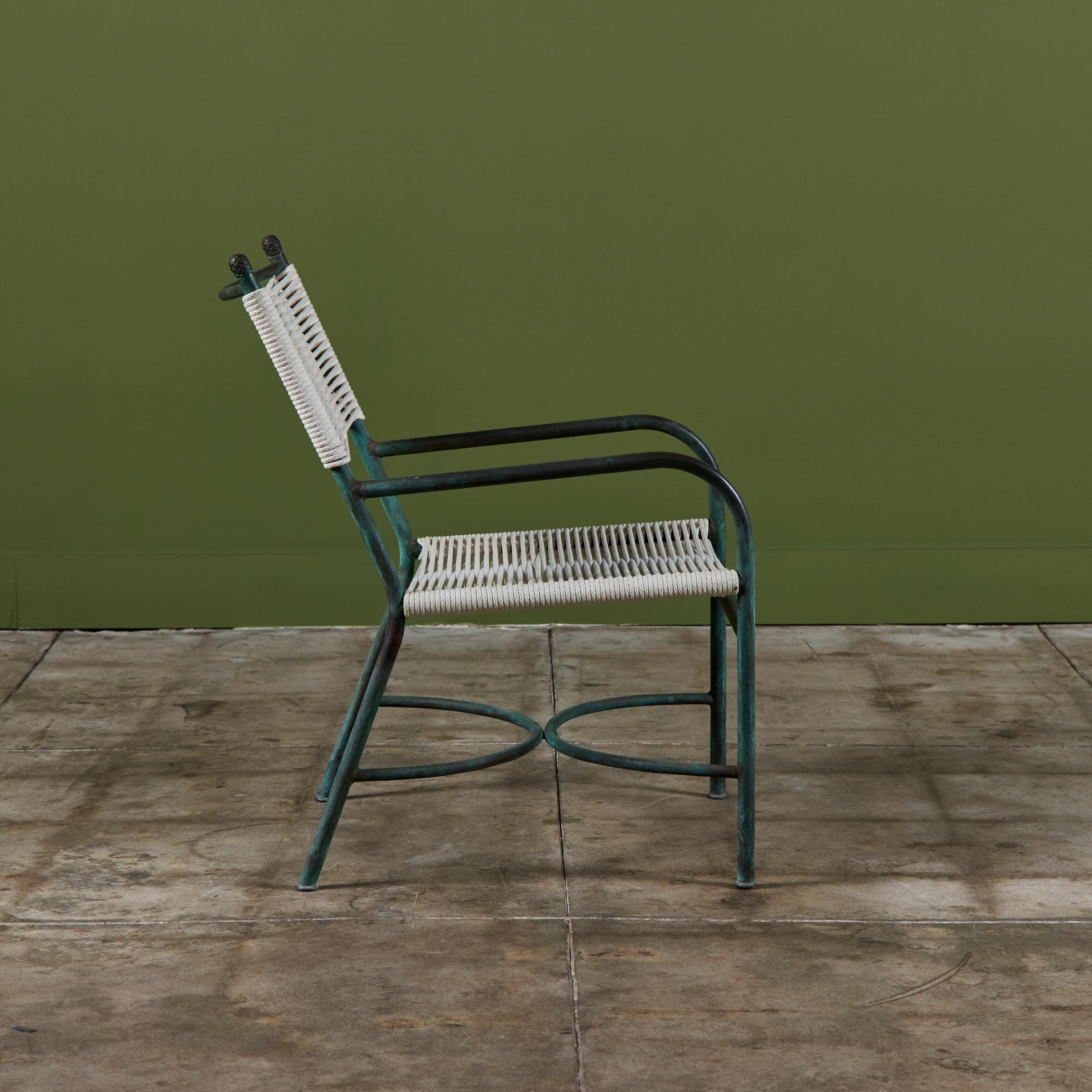 Bronze-Terrassen-Loungesessel von Robert Lewis (Handgewebt) im Angebot