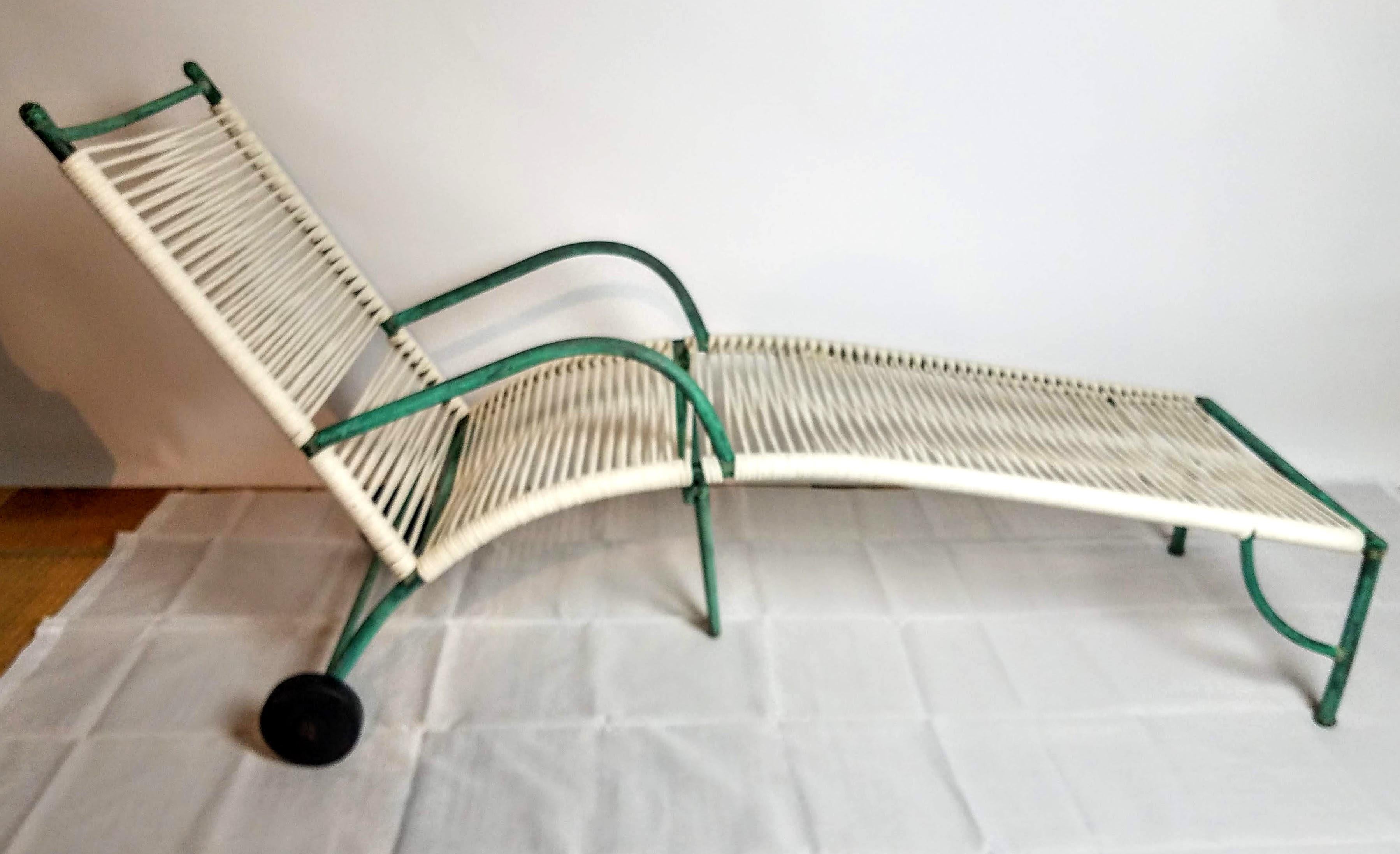 Robert Lewis Early Copper Chaise Lounge Center Brace Santa Barbara CA. 1930s For Sale 1